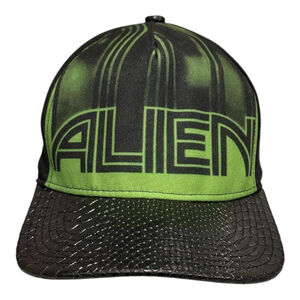 Alien Hat Cap Snap Back One Size Black Green Movie Space Logo Faux Leather Mens